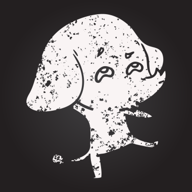 Bir insan tarafından çizilmiş karatahta karikatür fili.