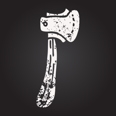 Karatahta tebeşiri bir insan tarafından çizilmiş uzun balta.