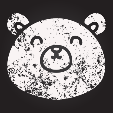 Karatahta tebeşiri bir insan tarafından çizilmiş tuhaf çizgi film ayısı.