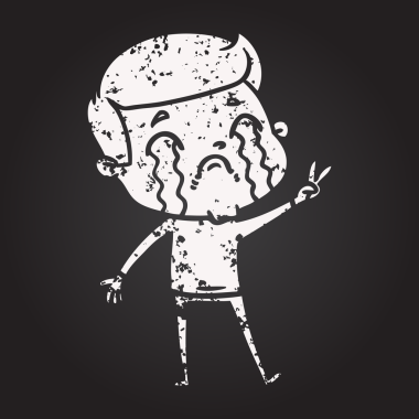 Karatahta tebeşirci bir insan tarafından çizilmiş ağlayan adam.