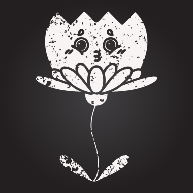 Tahta tebeşir insan tarafından çizilmiş bir çiçeğin karikatürü.