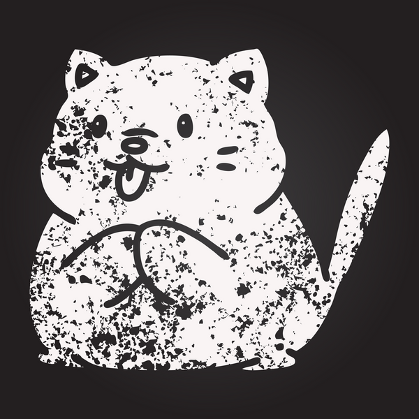 Bir insan tarafından çizilmiş küçük sevimli bir kedinin karatahta karalaması.