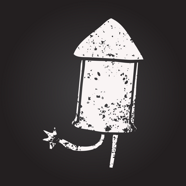 Tahta tebeşir bir insan tarafından çizilmiş havai fişek karikatürü