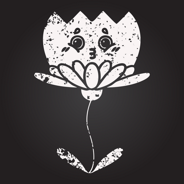 Tahta tebeşir insan tarafından çizilmiş bir çiçeğin karikatürü.