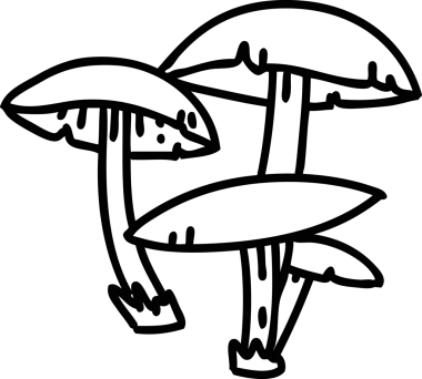 Çizgi karalama mantarları vahşi ve özgür ikon büyüyen bir insan tarafından çizilmiş