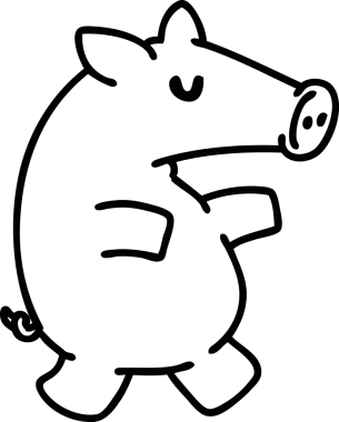 Bir insan tarafından çizilmiş uzun burunlu bir domuz ikonu çizimi.