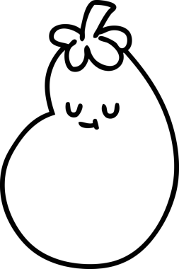 line doodle happy eggplant healthy vegetable icon drawn by a human