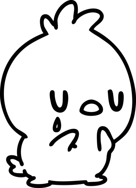 Bir insan tarafından çizilmiş küçük şirin bir kuşun çizgi karalaması.