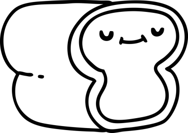 Bir insan tarafından çizilmiş mutlu gülümseme ikonu ile çizilmiş bir somun ekmek.