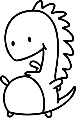 Bir insan tarafından çizilmiş mutlu bir dinozor ikonu çizimi