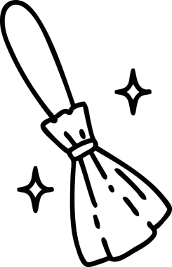 Bir insan tarafından çizilmiş sihirli süpürge sopası çizimi.