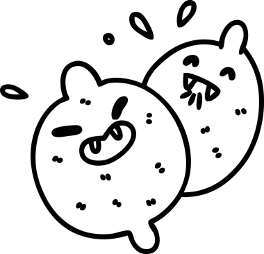 İki vampir limonun çizgi karalaması bir insan tarafından çizilmiş en korkunç meyve ikonu.