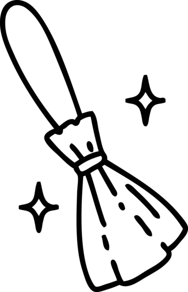 Bir insan tarafından çizilmiş sihirli süpürge sopası çizimi.