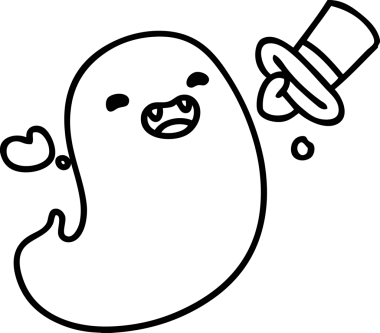 Bir insan tarafından çizilmiş şapka ikonu olan mutlu bir cadılar bayramı hayaletinin çizgi karalaması