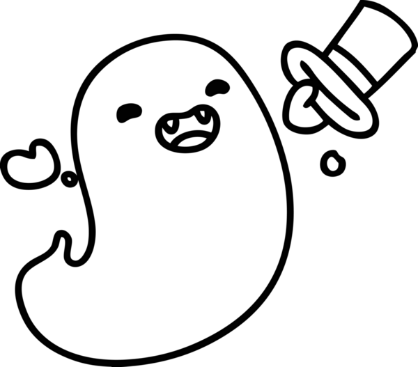 Bir insan tarafından çizilmiş şapka ikonu olan mutlu bir cadılar bayramı hayaletinin çizgi karalaması