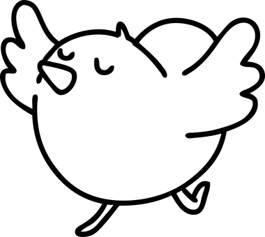 Bir insan tarafından çizilmiş mutlu bir kuş dans ikonu çizimi.