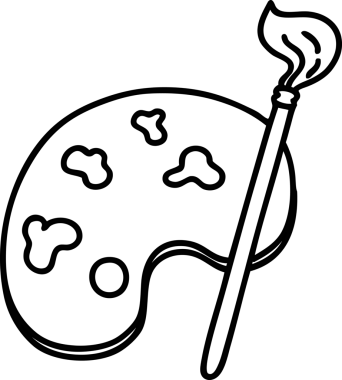 bir sanatçı paleti çizgi karalama ve bir insan tarafından çizilen fırça simgesi