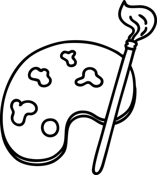 bir sanatçı paleti çizgi karalama ve bir insan tarafından çizilen fırça simgesi