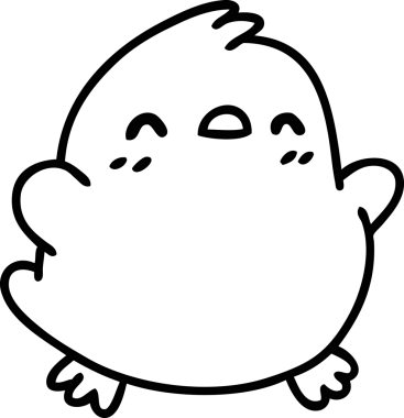 Bir insan tarafından çizilmiş küçük şirin bir kuş simgesi çizimi.