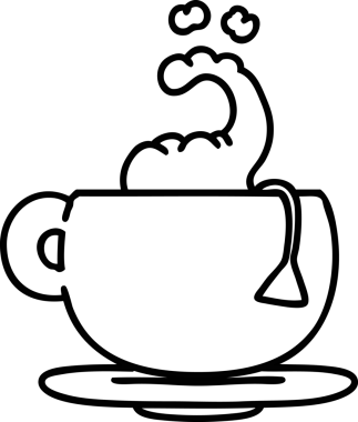 Bir insan tarafından çizilmiş sıcak çay ikonu çizimi.