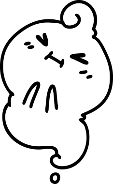 Bir insan tarafından çizilmiş bir ikonun etrafında yüzen cadılar bayramı hayaleti.