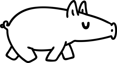 Bir insan tarafından çizilmiş uzun burunlu bir domuz ikonu çizimi.