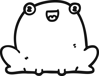 Bir insan tarafından çizilmiş şirin bir kurbağa resmi.