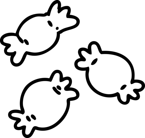 Bir insan tarafından çizilmiş üç şeker parçasının çizgi karalaması