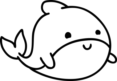 Bir insan tarafından çizilmiş mutlu bir balina ikonu çizimi