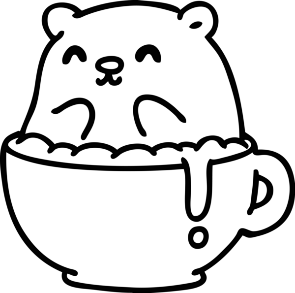 Küçük bir ayının çizgi karalaması bir insan tarafından çizilmiş ne yazık ki latte ikonuna oturdu.