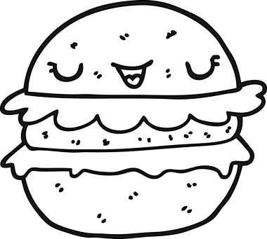 bir insan tarafından çizilmiş karikatür burger ikonu