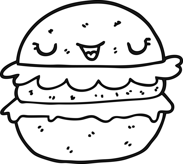 bir insan tarafından çizilmiş karikatür burger ikonu