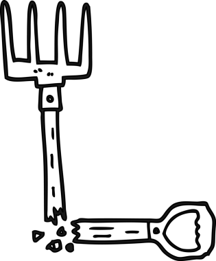 Bir insan tarafından çizilmiş kırık dirgen simgesi.