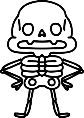 Bir insan tarafından çizilmiş benzersiz bir güven ikonunun ürkütücü iskeleti.