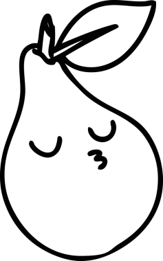 Bir insan tarafından çizilmiş güzel bir armut simgesinin çizgi karalaması