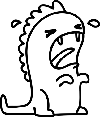 Bir insan tarafından çizilmiş düzenli kitle imha olayları ikonu yüzünden ağlayan bir dinozor çizgisi.