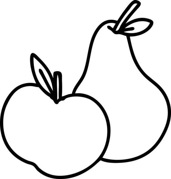 Bir insan tarafından çizilmiş elma ve armut çizimi