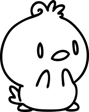 Bir insan tarafından çizilmiş küçük şirin bir kuş simgesi çizimi.