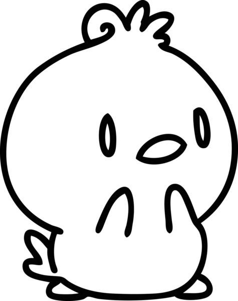 Bir insan tarafından çizilmiş küçük şirin bir kuş simgesi çizimi.