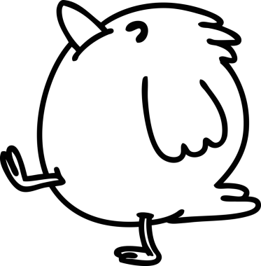 Bir insan tarafından çizilmiş mutlu bir kuş yürüme ikonu çizimi