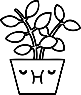 Huzurlu bir ev bitkisinin çizgi karalaması size bir insanın çizdiği süper sağlıklı oksijen ikonunu verir.