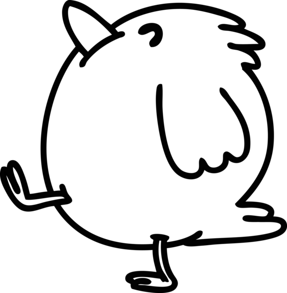 Bir insan tarafından çizilmiş mutlu bir kuş yürüme ikonu çizimi