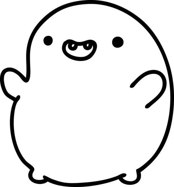 Bir insan tarafından çizilmiş mutlu fasulye yaratığının çizgi karalaması.