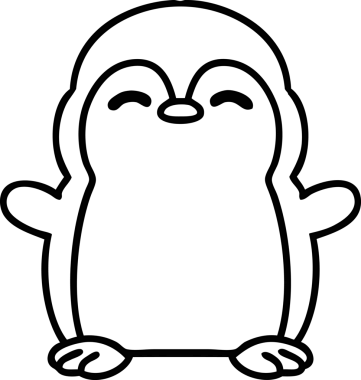 Bir insan tarafından çizilmiş şirin bir penguen ikonu çizimi.