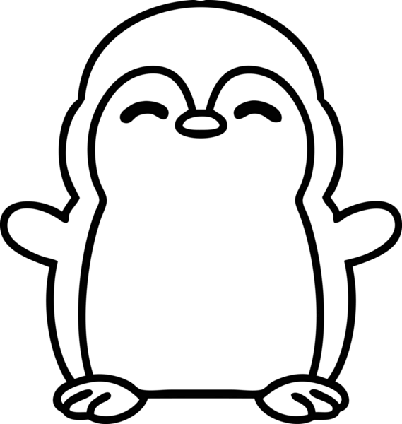Bir insan tarafından çizilmiş şirin bir penguen ikonu çizimi.
