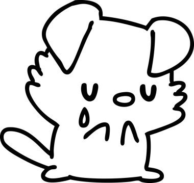 Bir insan tarafından çizilmiş ağlayan küçük bir köpek yavrusunun çizgi karalaması.