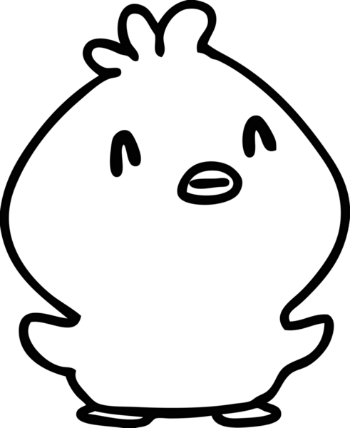 Bir insan tarafından çizilmiş mutlu küçük bir civciv ikonu çizimi