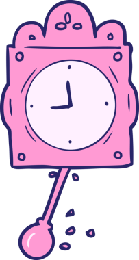 parlak neon rengi sarkacı olan çizgi film tik-tak saati