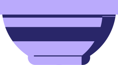 Parlak neon renkli bir kasenin düz renk çizimi