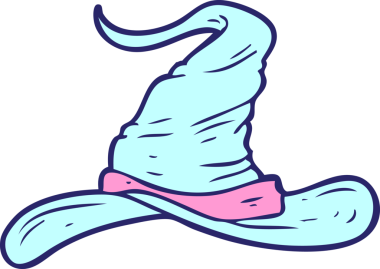 çizgi film sihirbazlarının parlak neon rengi şapkaları